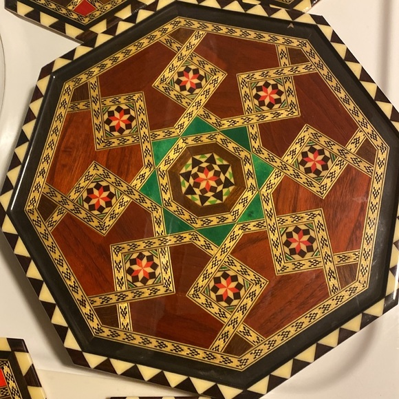 COPY - Spain Wood Inlay Tray and Coasters - Picture 2 of 6